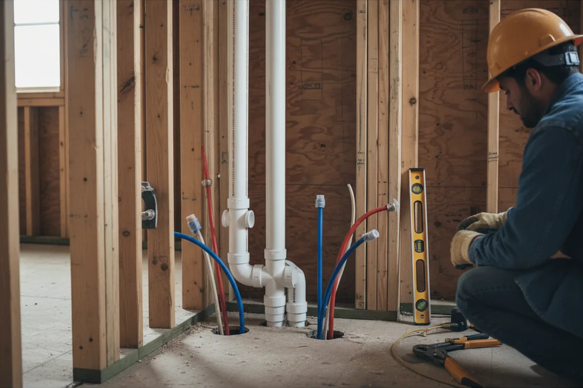 Drain and supply rough-in during Leak Detection in Dayton